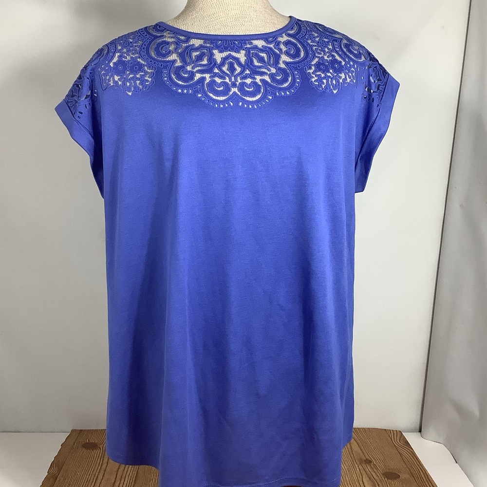 Ava & Viv 1X Purple Lace Shirt Top